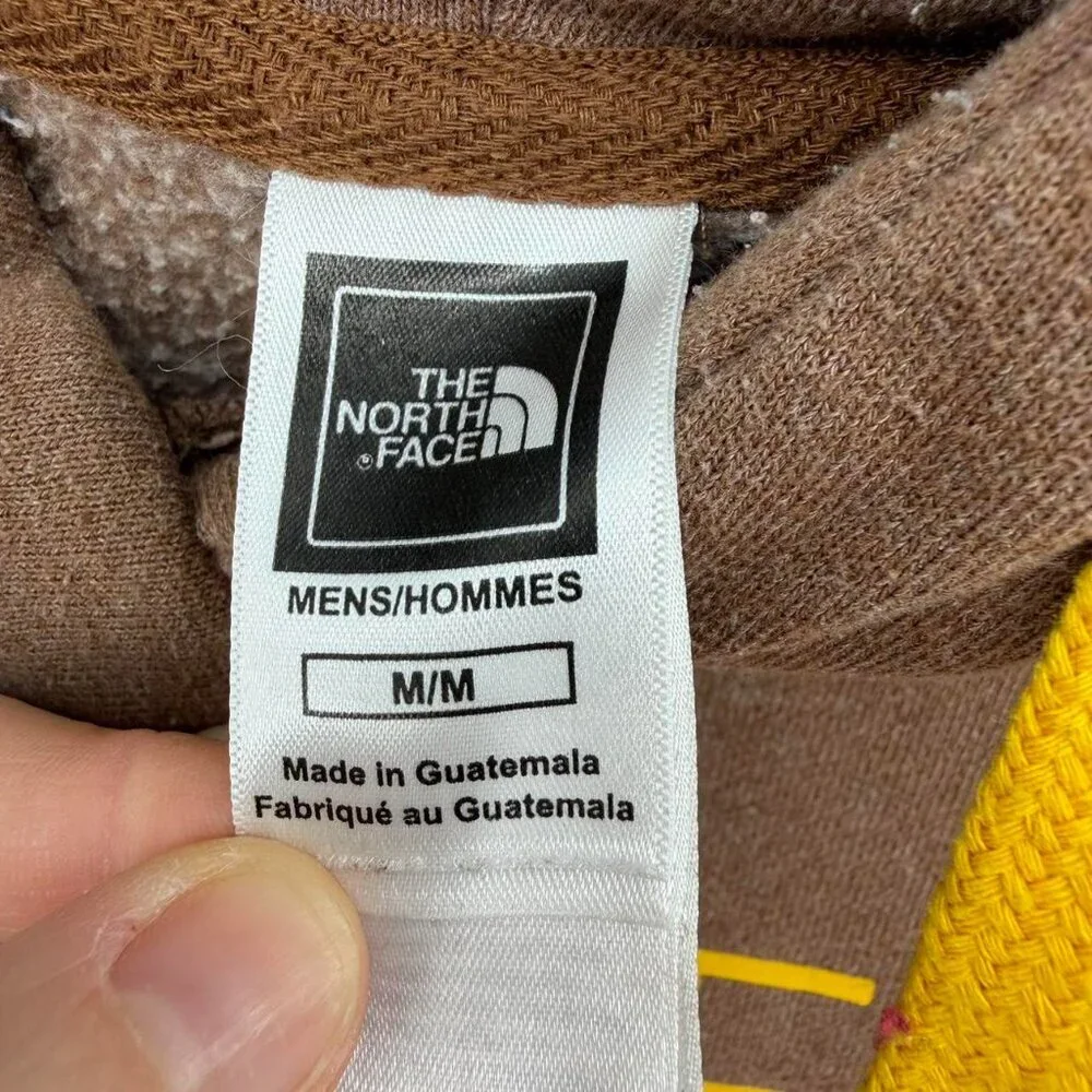 The North Face Men’s Hoodie Heather Brown Yellow Logo Size M